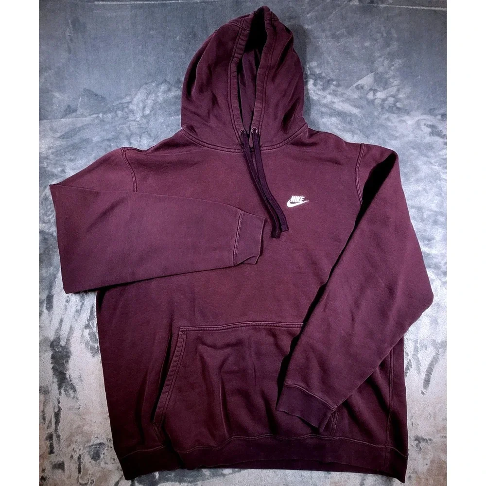 Nike Sportswear Club Fleece Hoodie Burgundy Maroon Pullover 804346-652 Mens‎ XXL